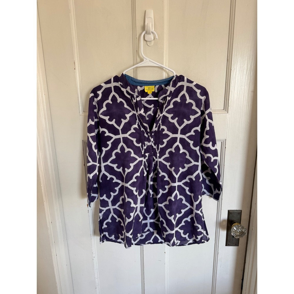 Roberta‎ Roller Rabbit blue & white geometric top size small